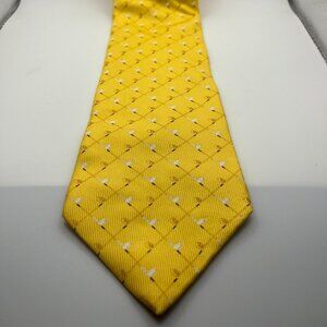 IZOD Golf Theme Men’s Silk Necktie – Woods & Drivers – Yellow/White – 100% Silk